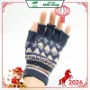 Găng tay len cụt ngón chống nắng màu đen-3
