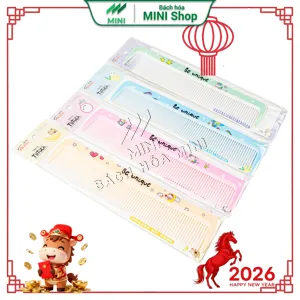Lược nhựa chải tóc Ai Shu 2 đầu thưa và khít, nhiều màu sắc